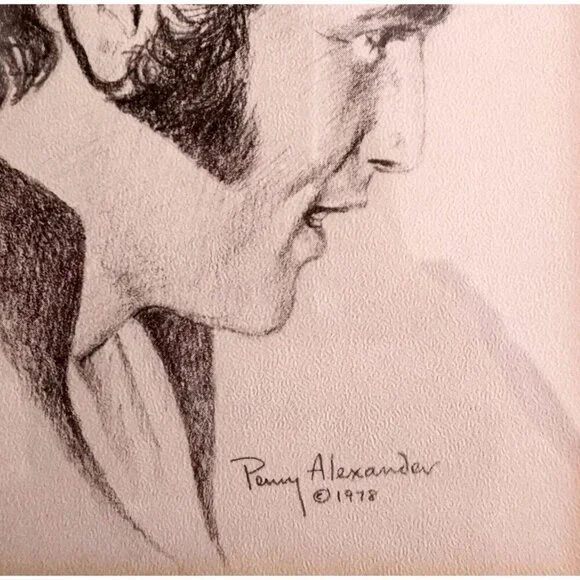 Penny Alexander Elvis Presley Framed Pencil Lithograph Art Print 1978 Music SS - Picture 3 of 4